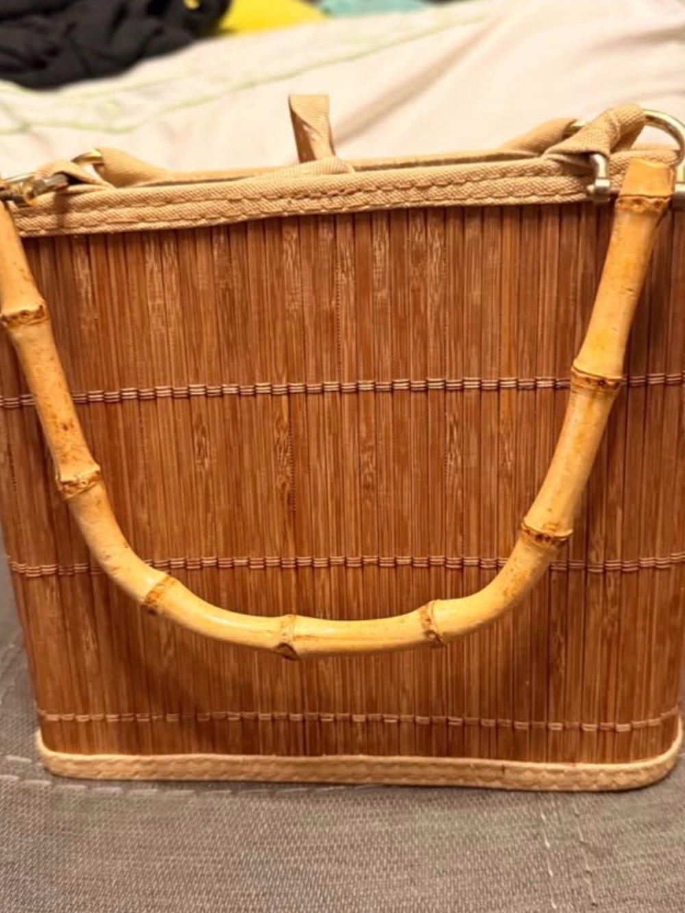 Natural Bamboo Handbag - Tan Woven Women’s Bag